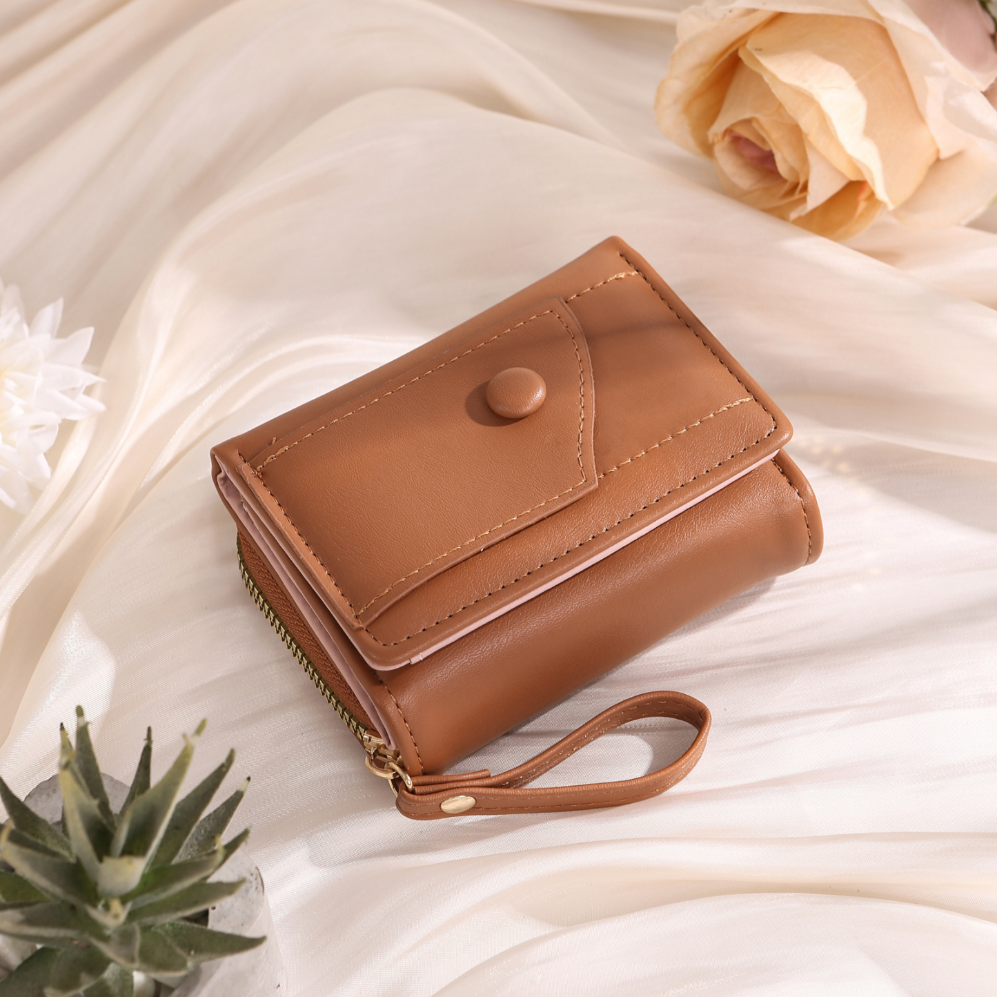 personalized PU Leather Short Wallet, Engrave Photo Folding Wallet Gifts For Her | Jessemade