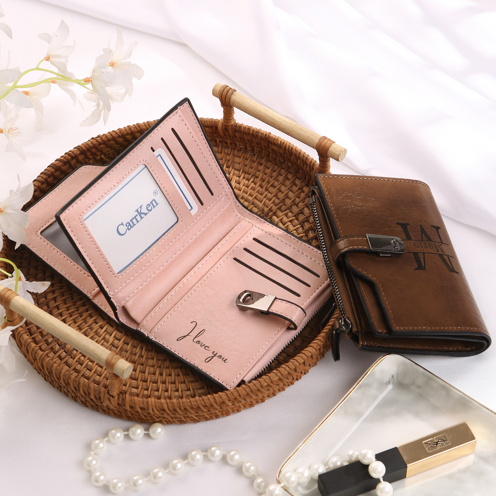 Personalized PU Leather Wallet with Photo & Name Engraving for Women | Lorajewel