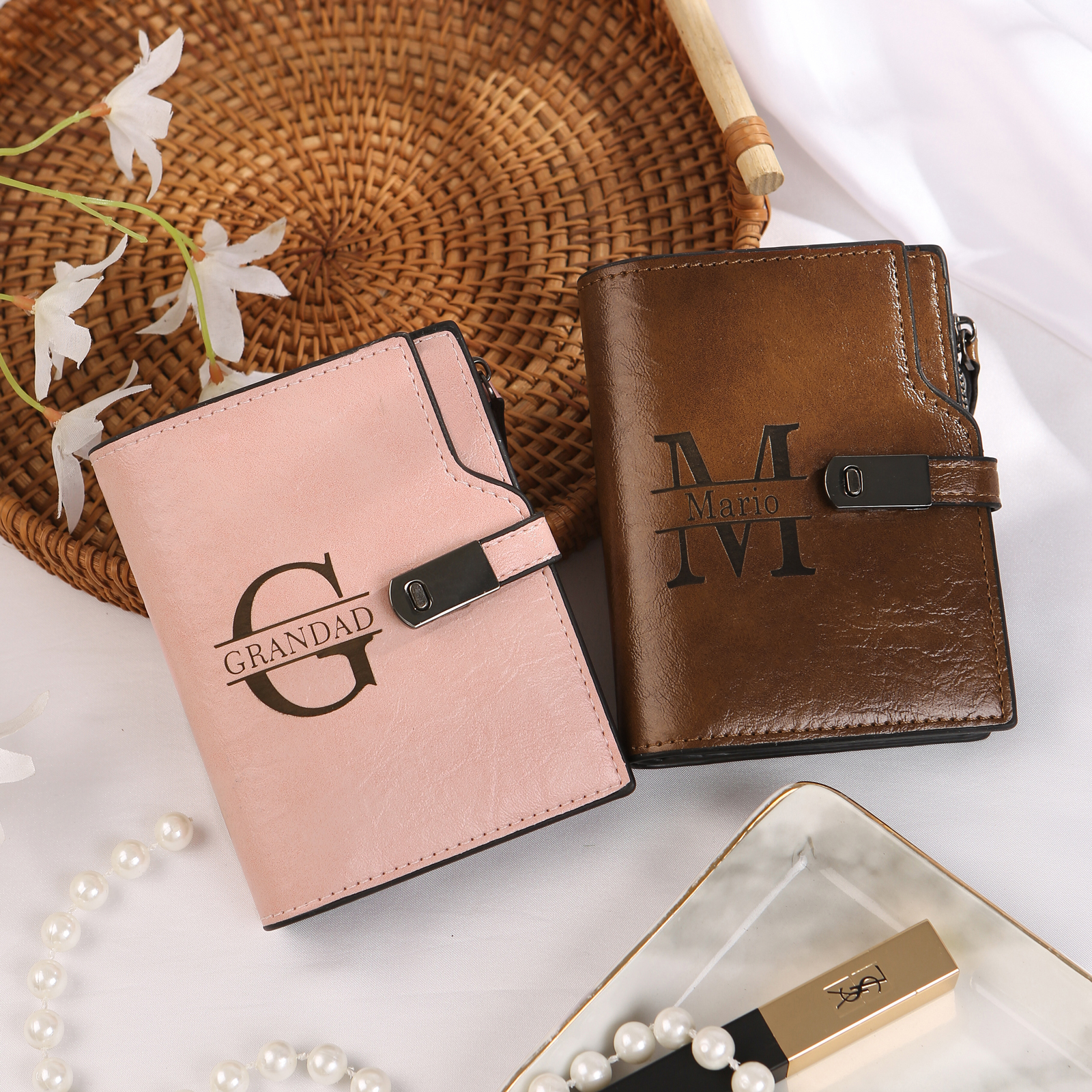 Personalized PU Leather Wallet with Photo & Name Engraving for Women | Lorajewel