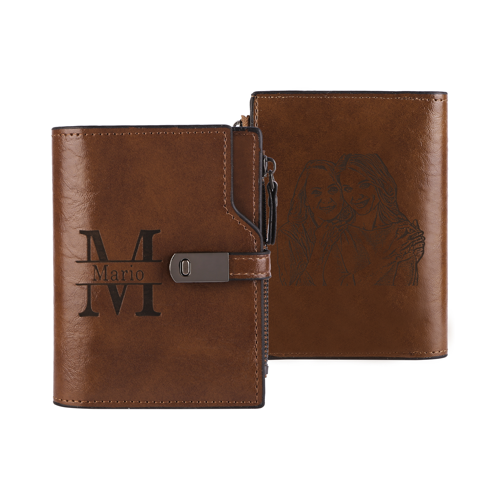 Personalized PU Leather Wallet with Photo & Name Engraving for Women | Lorajewel