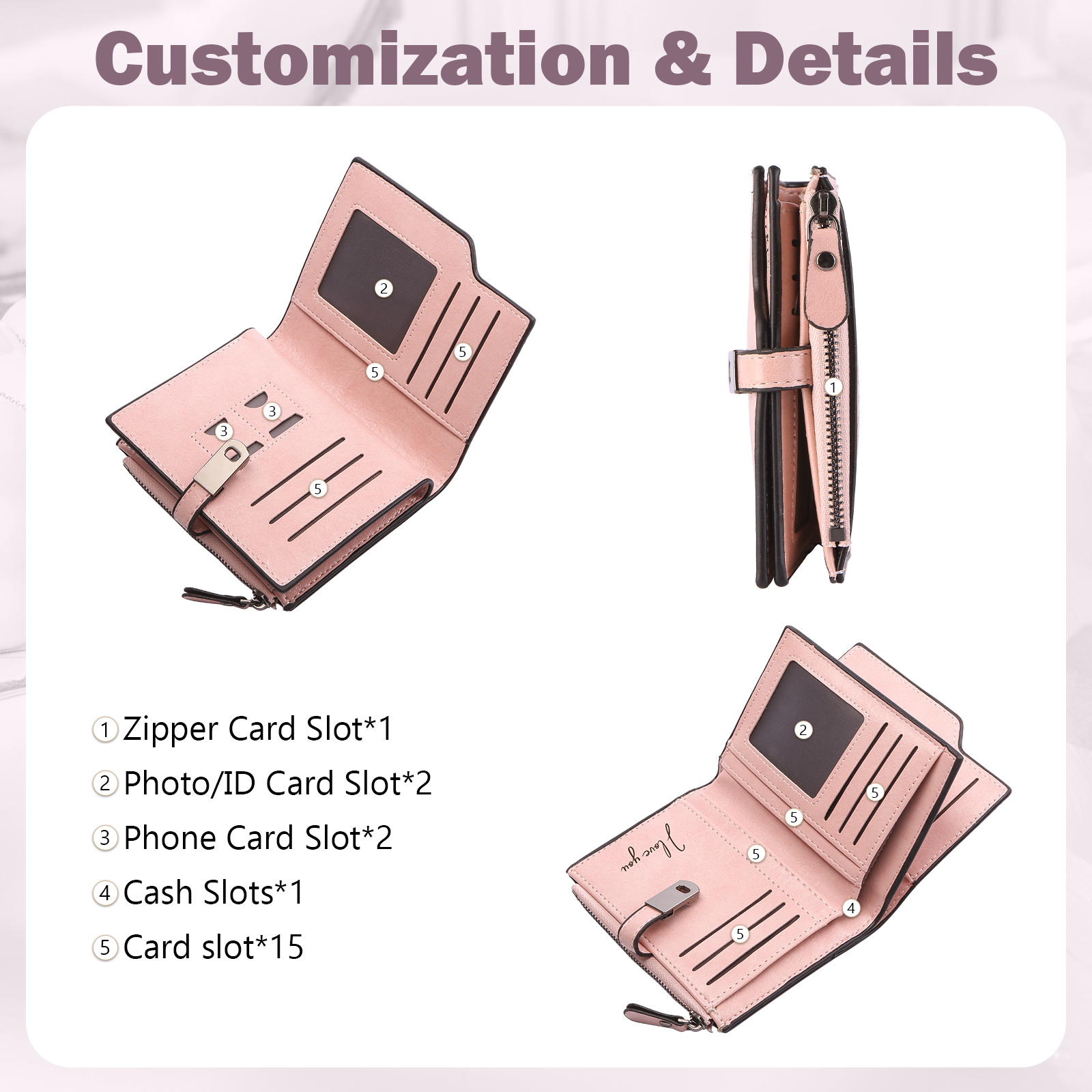 Personalized PU Leather Wallet with Photo & Name Engraving for Women | Lorajewel