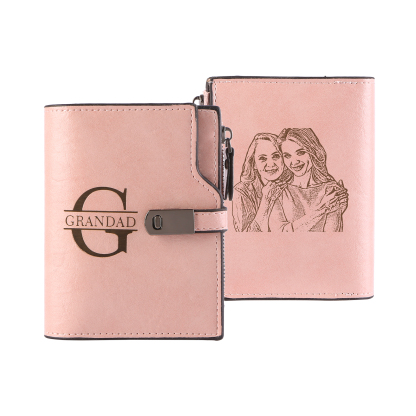 Personalized PU Leather Wallet with Photo & Name Engraving for Women | Lorajewel