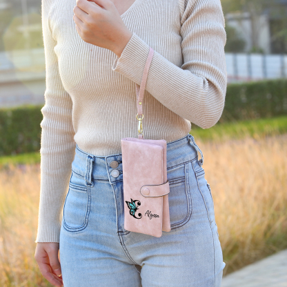 Personalised Name & Initial PU Leather Purse, Custom Long Wallet Gift For Her | Jessemade