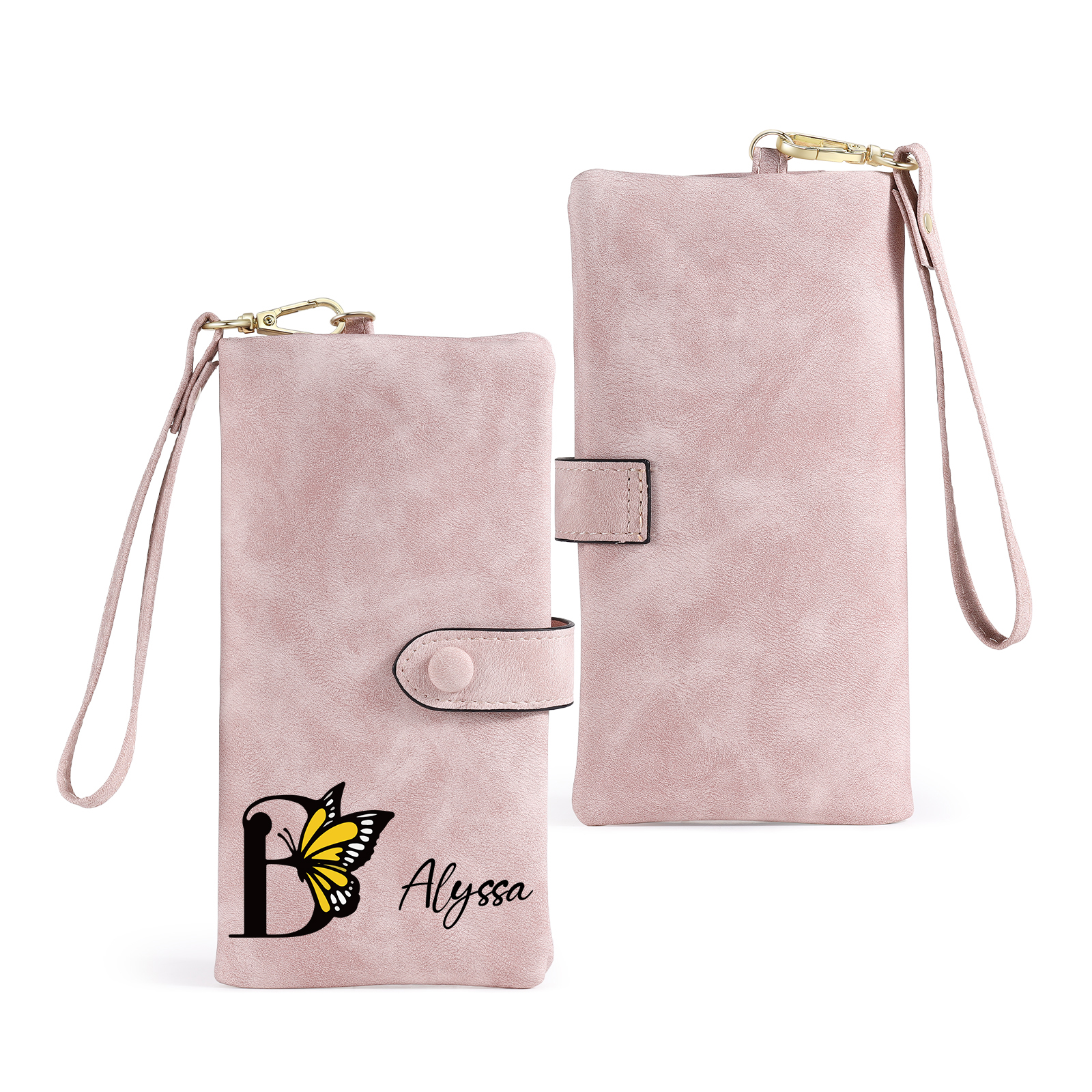 Personalised Name & Initial PU Leather Purse, Custom Long Wallet Gift For Her | Jessemade