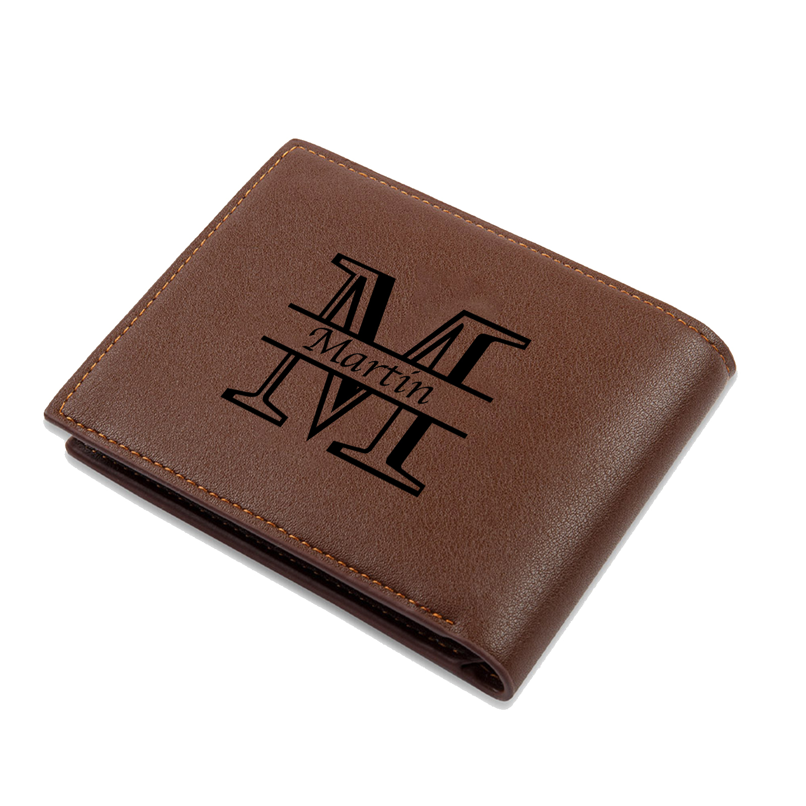 Personalized Leather Wallet for Men – Custom 1 Photo & 1 Name Engraving | Lorajewel