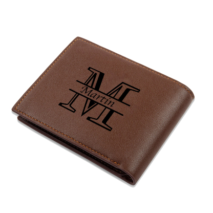 Personalized Leather Wallet for Men – Custom 1 Photo & 1 Name Engraving | Lorajewel