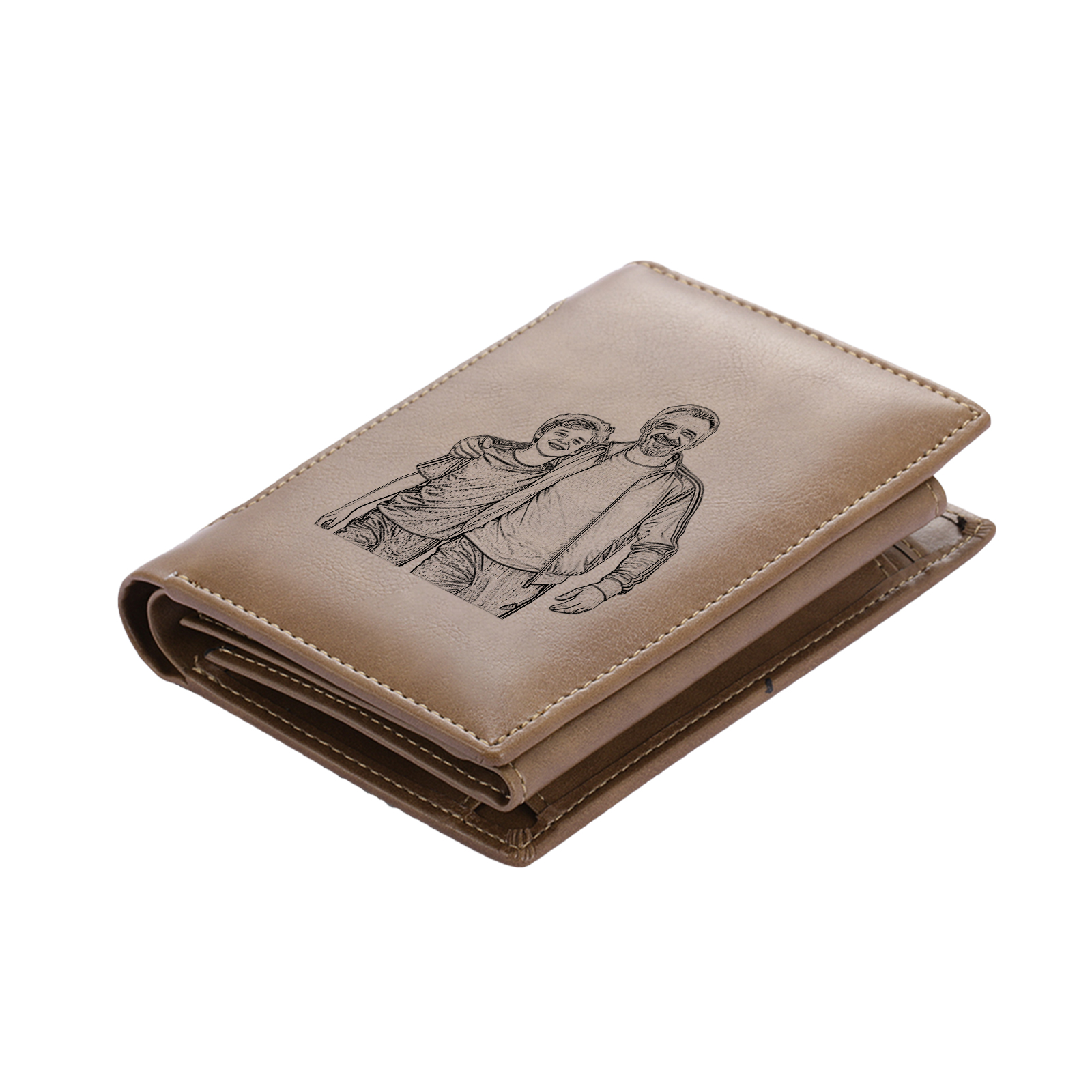 Personalized Leather Wallet for Men – Custom 1 Photo & 1 Name Engraving | Lorajewel