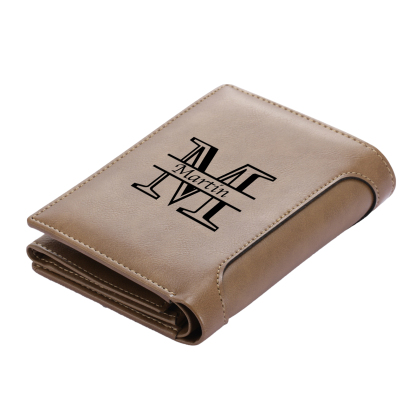 Personalized Leather Wallet for Men – Custom 1 Photo & 1 Name Engraving | Lorajewel