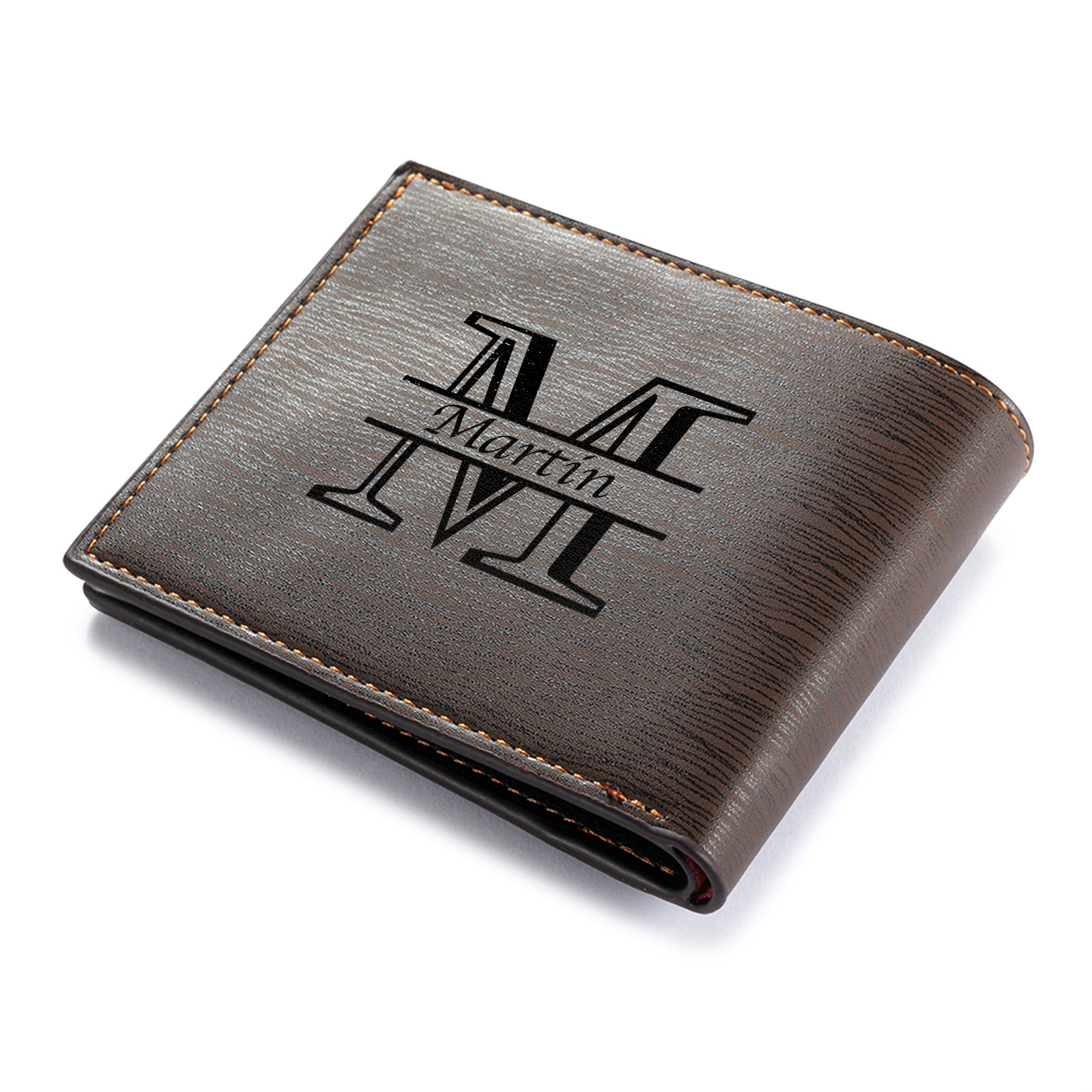 Personalized Leather Wallet for Men – Custom 1 Photo & 1 Name Engraving | Lorajewel