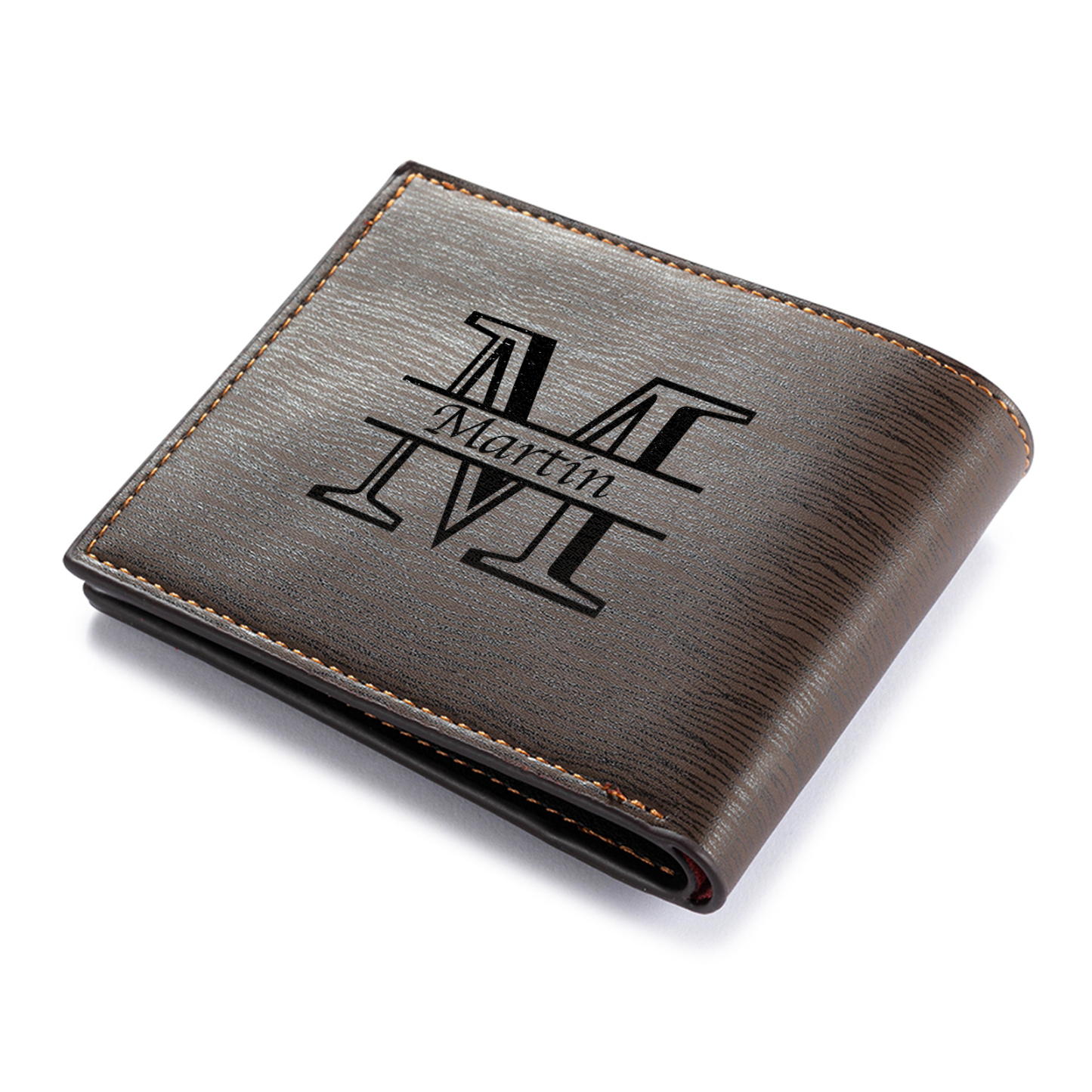 Personalized Leather Wallet for Men – Custom 1 Photo & 1 Name Engraving | Lorajewel
