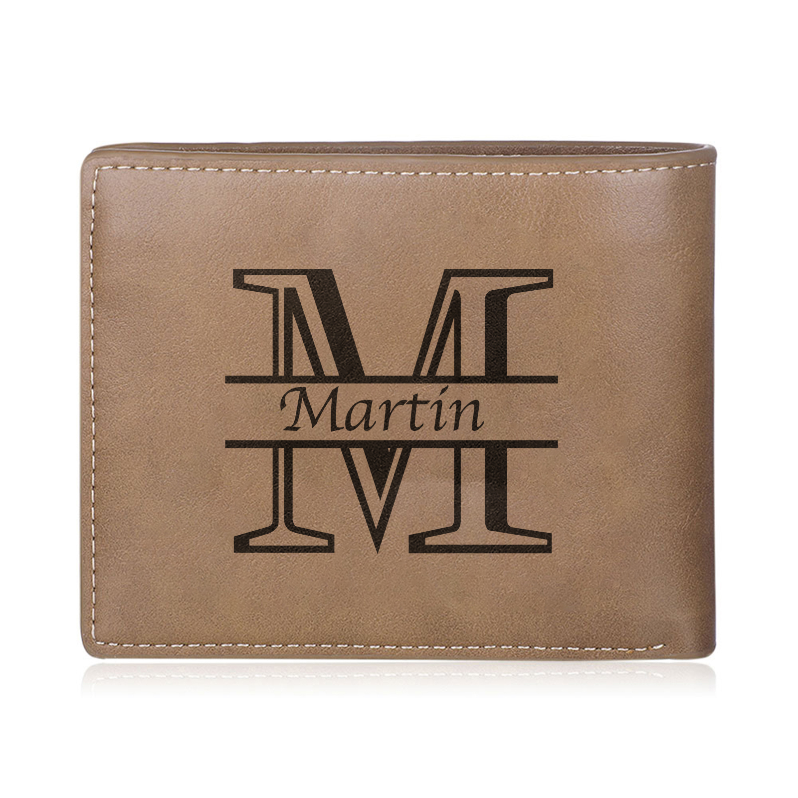 Personalized Leather Wallet for Men – Custom 1 Photo & 1 Name Engraving | Lorajewel