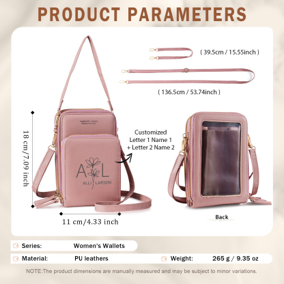 Personalized Crossbody Wallet – Women’s Purse with Name Customisation | Lorajewel