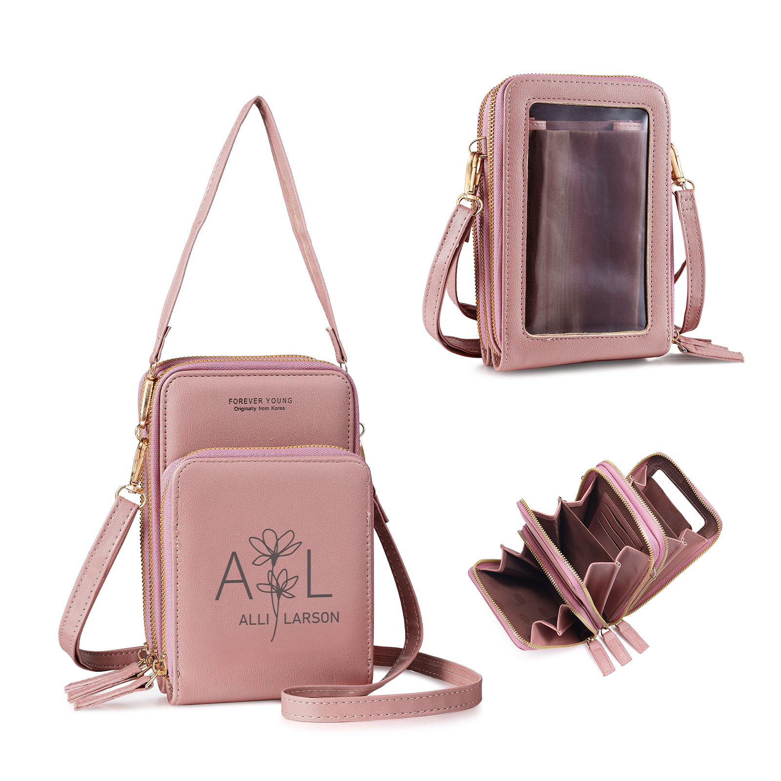 Personalized Crossbody Wallet – Women’s Purse with Name Customisation | Lorajewel