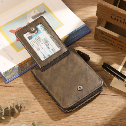 Personalized Leather Men's Wallet with Photo and Name Engraving – Gift for Dad/Husband | Lorajewel