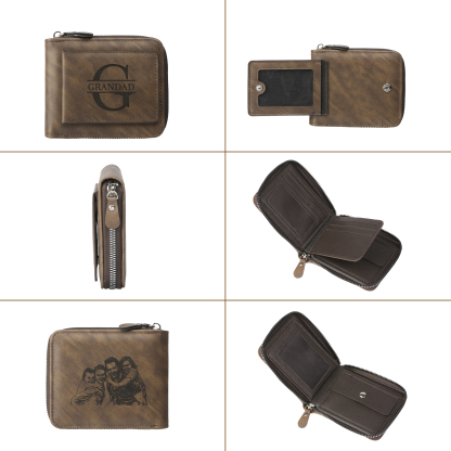Personalized Leather Men's Wallet with Photo and Name Engraving – Gift for Dad/Husband | Lorajewel