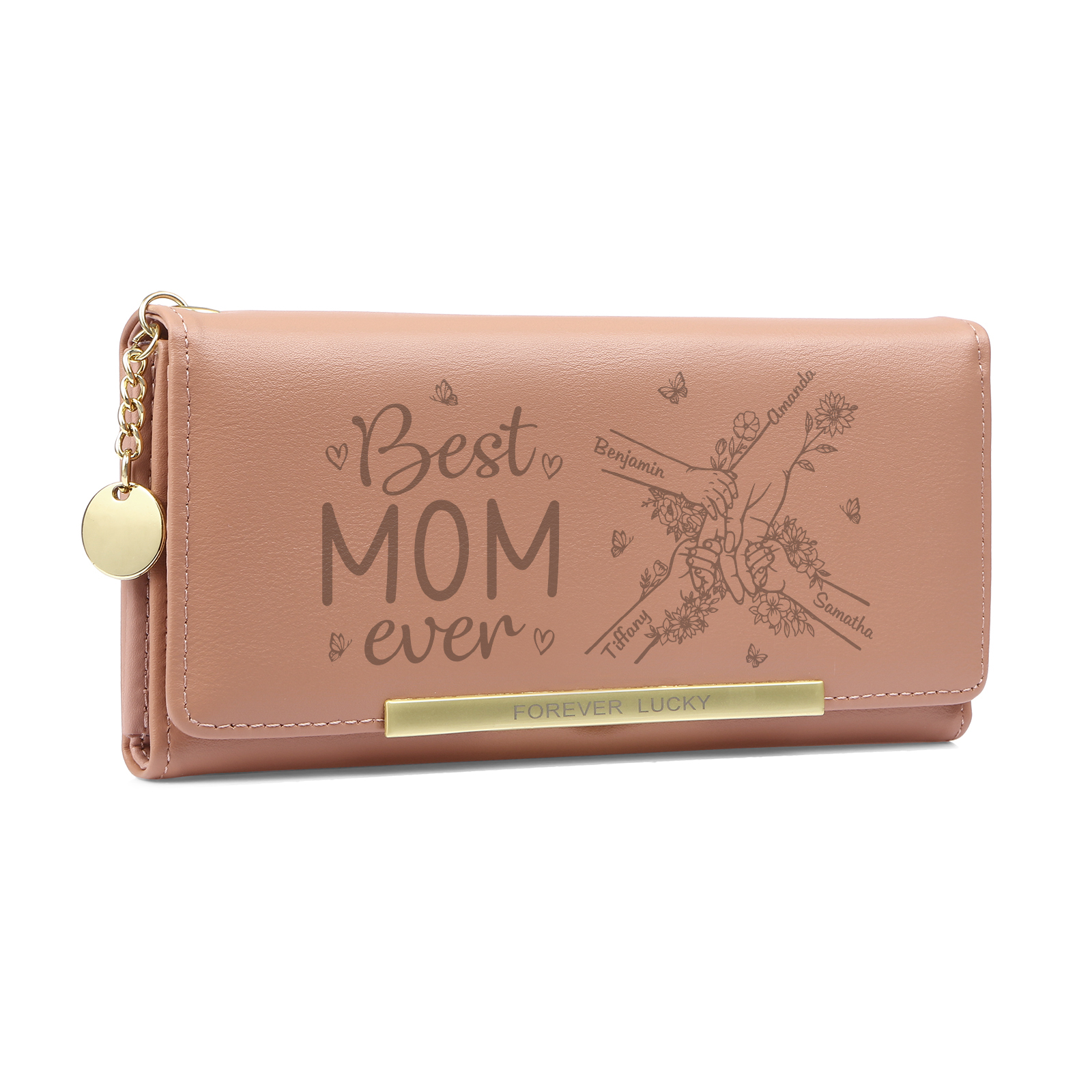 Purse 4 Names Personalized Folding Women's Wallet Gift for Mom | Lorajewel