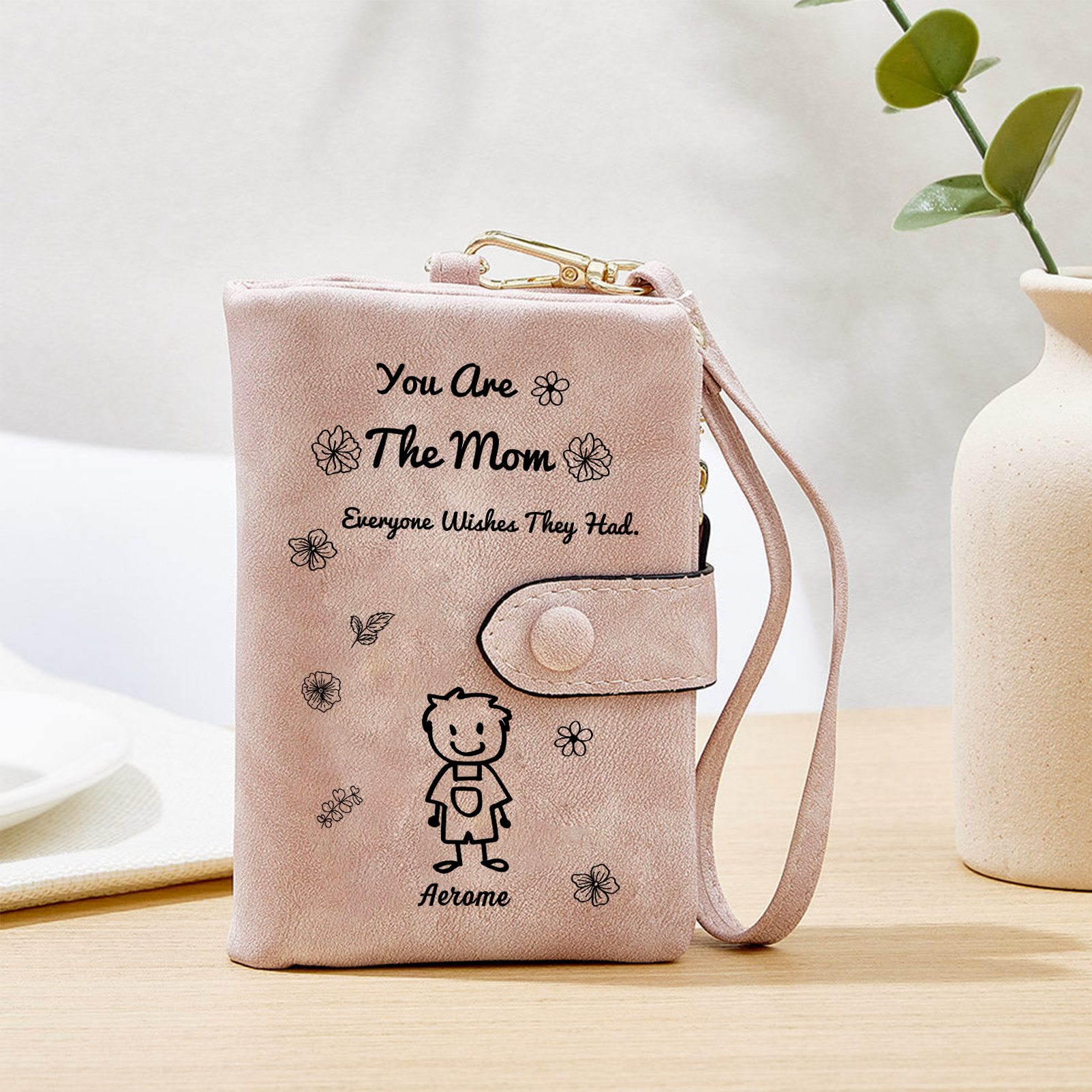 Personalized Women Leather Wallet Purse With Custom 1 Kid And Pet Name –You Are The Mom Everyone Wishes They Had- Mothers Day Presents For Mom | Lorajewel