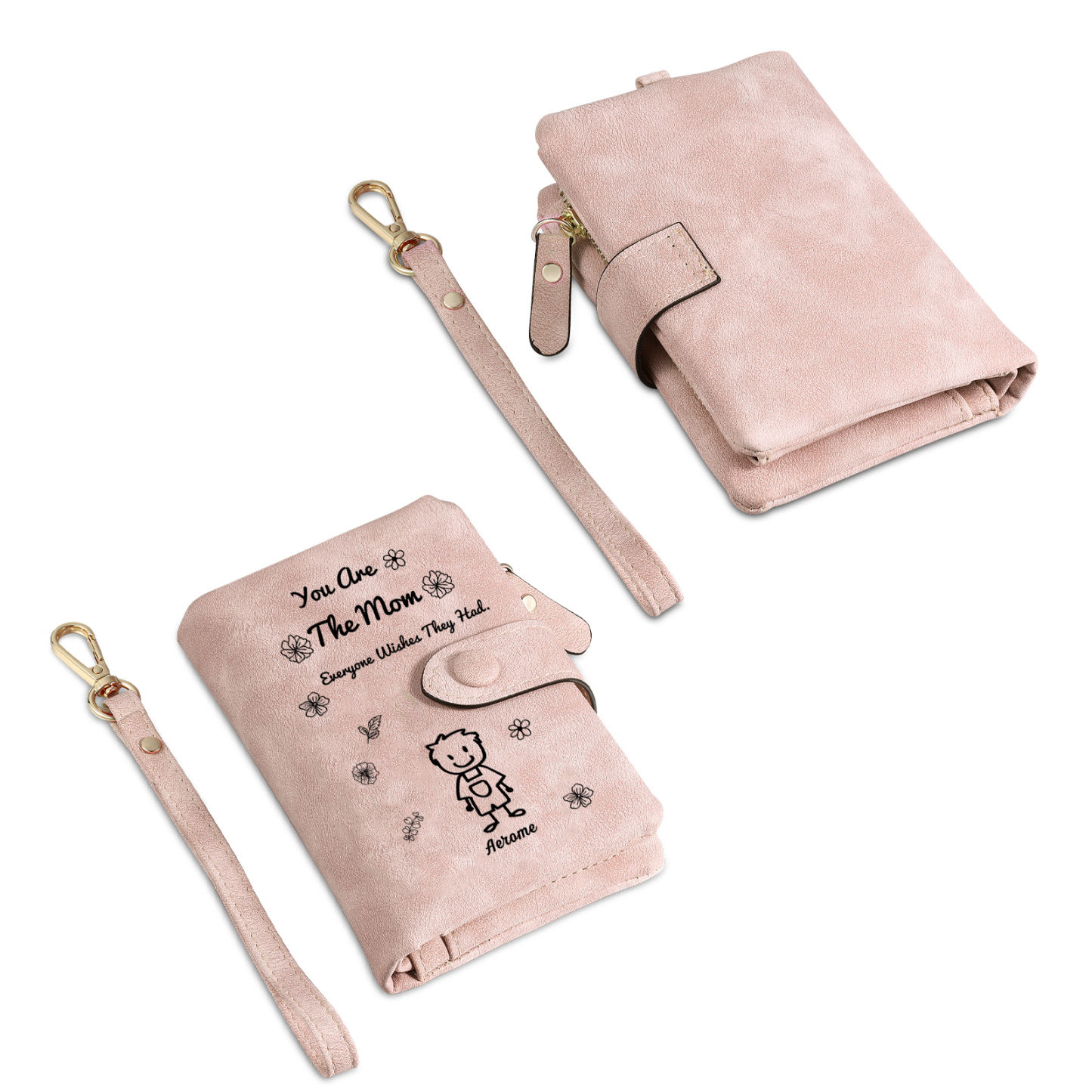 Personalized Women Leather Wallet Purse With Custom 1 Kid And Pet Name –You Are The Mom Everyone Wishes They Had- Mothers Day Presents For Mom | Lorajewel
