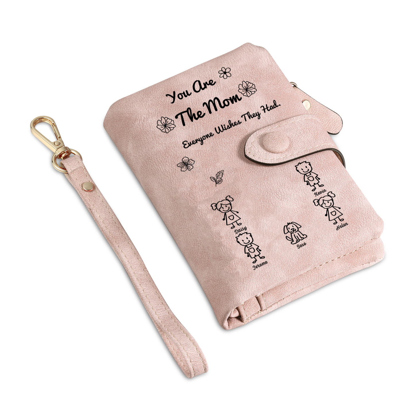 Personalized Women Leather Wallet Purse With Custom 5 Kids And Pet Name –You Are The Mom Everyone Wishes They Had- Mothers Day Presents For Mom | Lorajewel