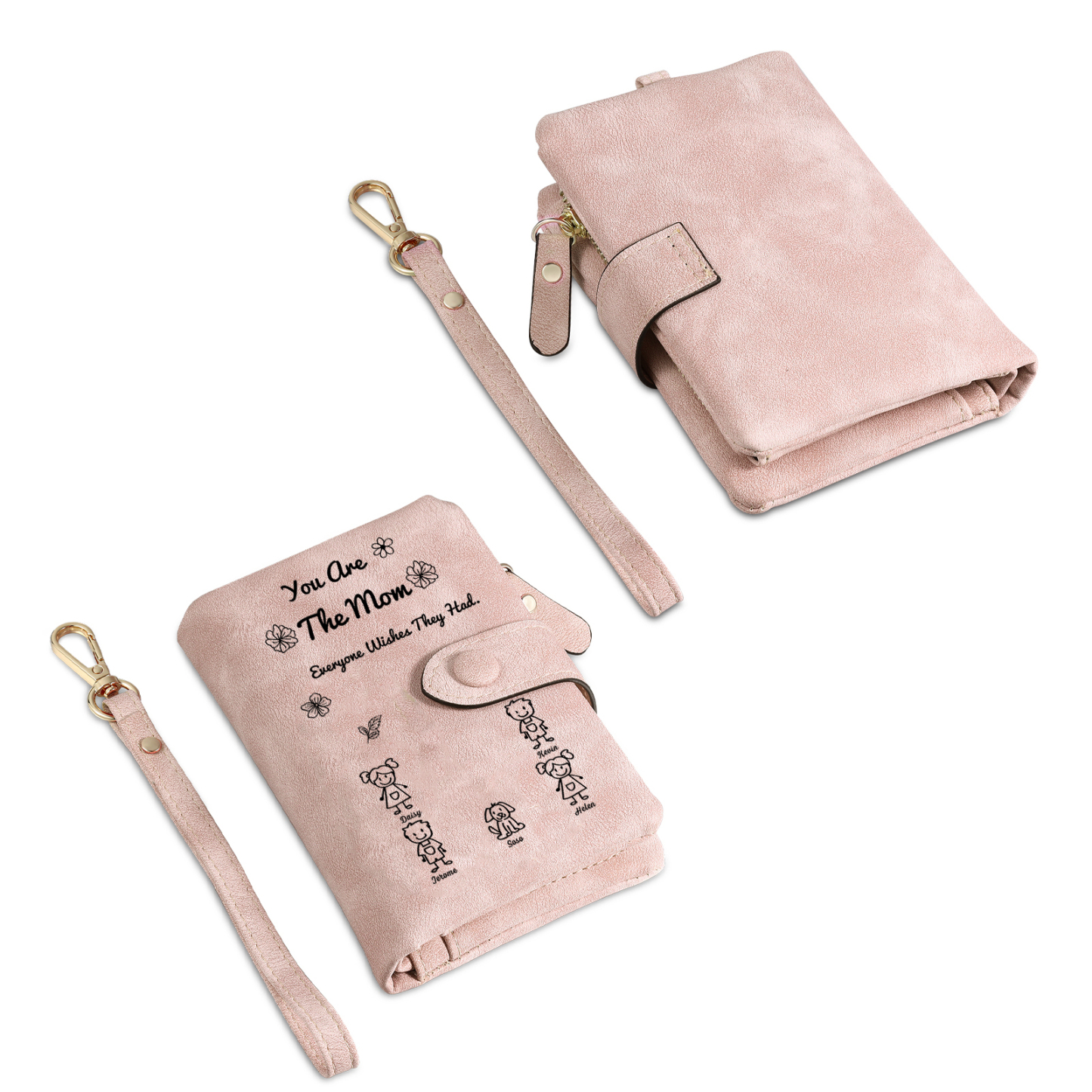 Personalized Women Leather Wallet Purse With Custom 5 Kids And Pet Name –You Are The Mom Everyone Wishes They Had- Mothers Day Presents For Mom | Lorajewel