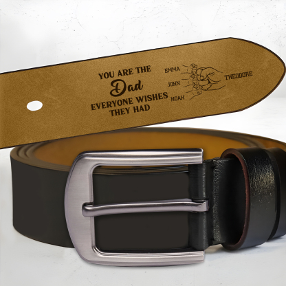 Personalized 4 Names Leather Belt, Custom Adjustable Man Belt Gift for Dad | Lorajewel