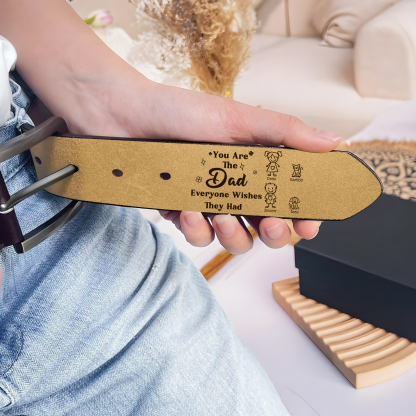 Personalized 4 Names Leather Belt, Custom Adjustable Man Belt Gift for Dad | Lorajewel