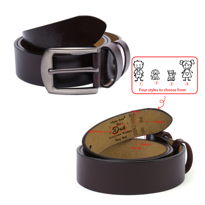 Personalized 4 Names Leather Belt, Custom Adjustable Man Belt Gift for Dad | Lorajewel