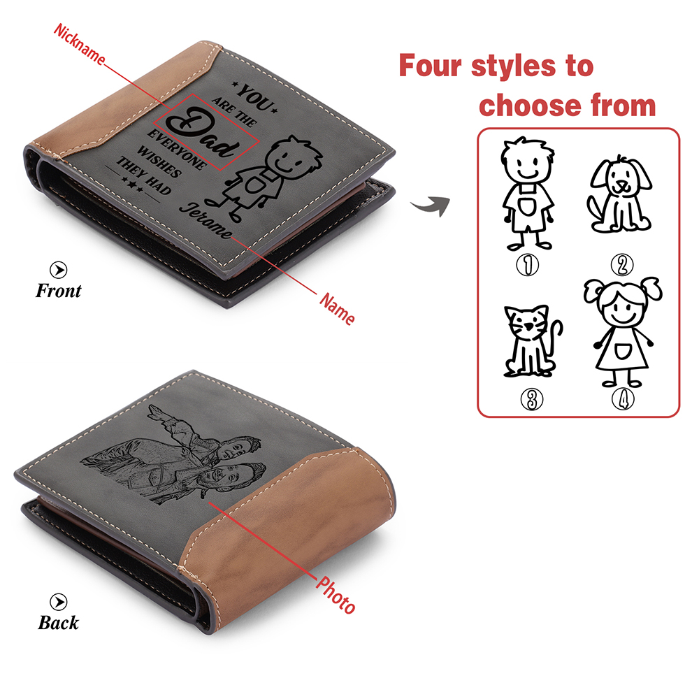 1 Name Personalized Gift Wallet for Men – Father’s Day Gift with Kids’ Name and Photo | Lorajewel