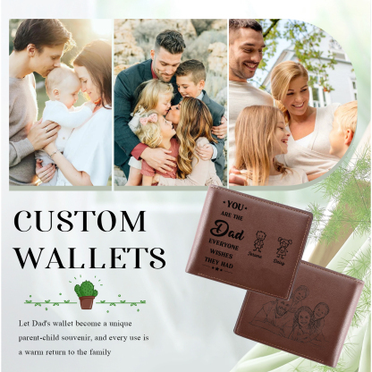 2 Names Engraved Wallet for Men – Custom Father’s Day Gift with Kids’ Name and Photo | Lorajewel