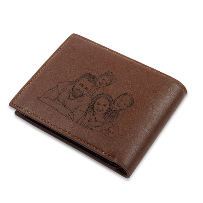 2 Names Engraved Wallet for Men – Custom Father’s Day Gift with Kids’ Name and Photo | Lorajewel