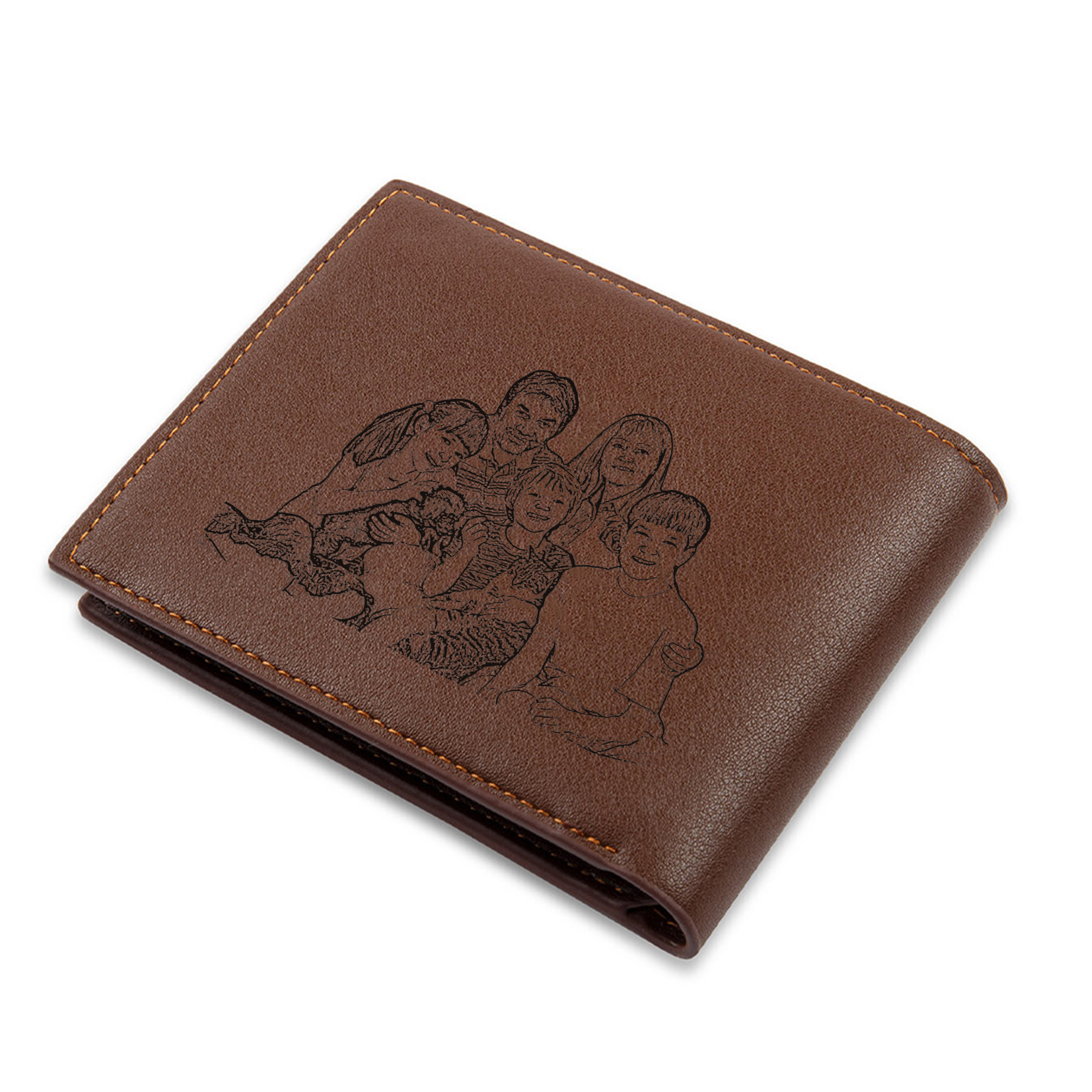 5 Names Engraved Wallet for Men – Custom Father’s Day Gift with Kids’ Name and Photo | Lorajewel