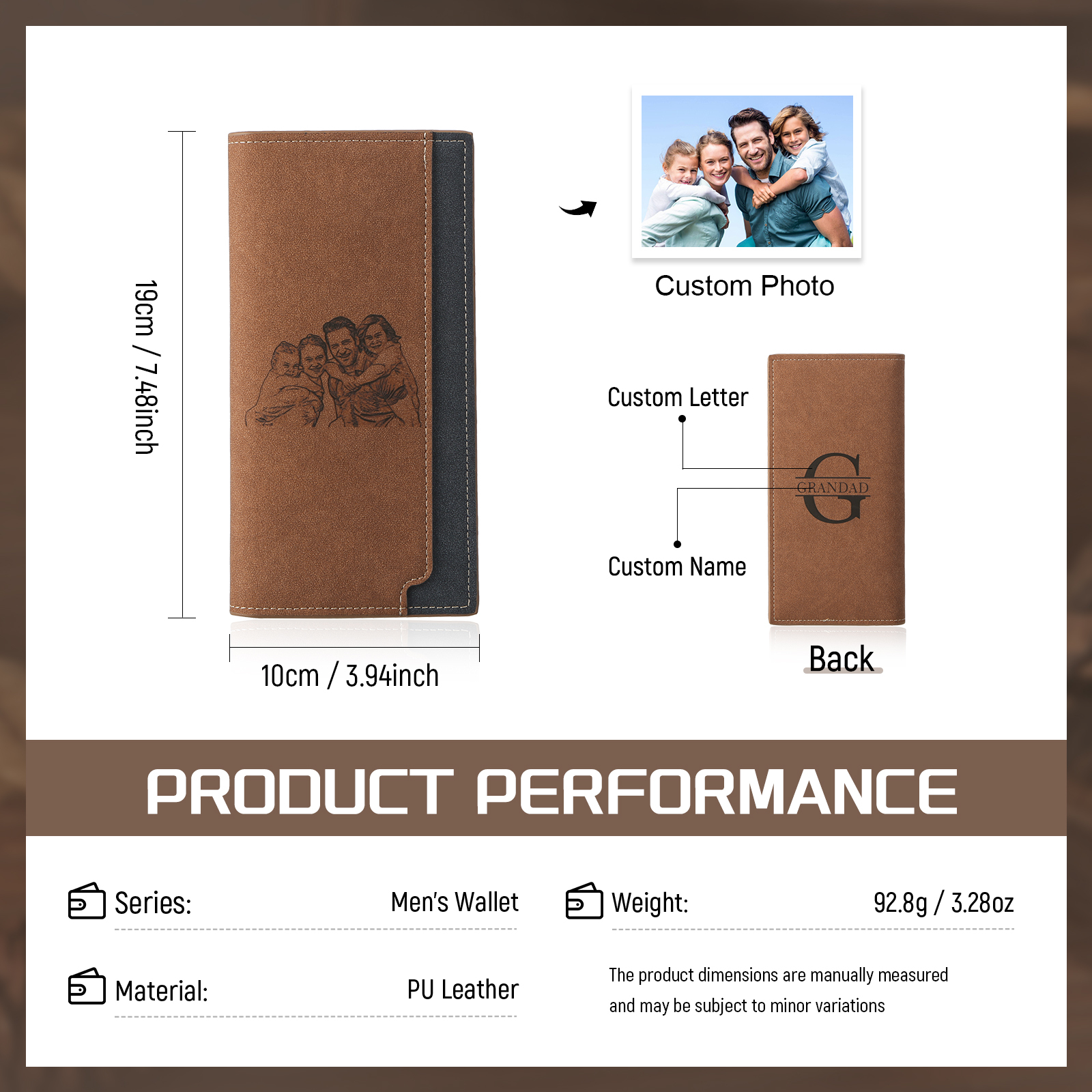 Personalized Men's Long Wallet – Custom Photo and Name Engraving with RFID Protection | Lorajewel