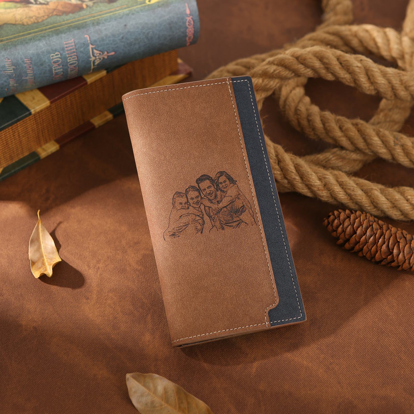 Personalized Men's Long Wallet – Custom Photo and Name Engraving with RFID Protection | Lorajewel