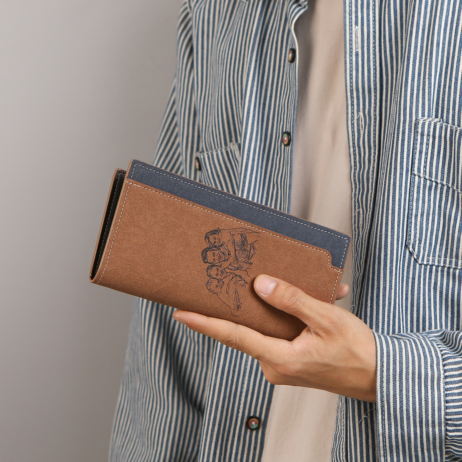 Personalized Men's Long Wallet – Custom Photo and Name Engraving with RFID Protection | Lorajewel