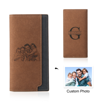 Personalized Men's Long Wallet – Custom Photo and Name Engraving with RFID Protection | Lorajewel