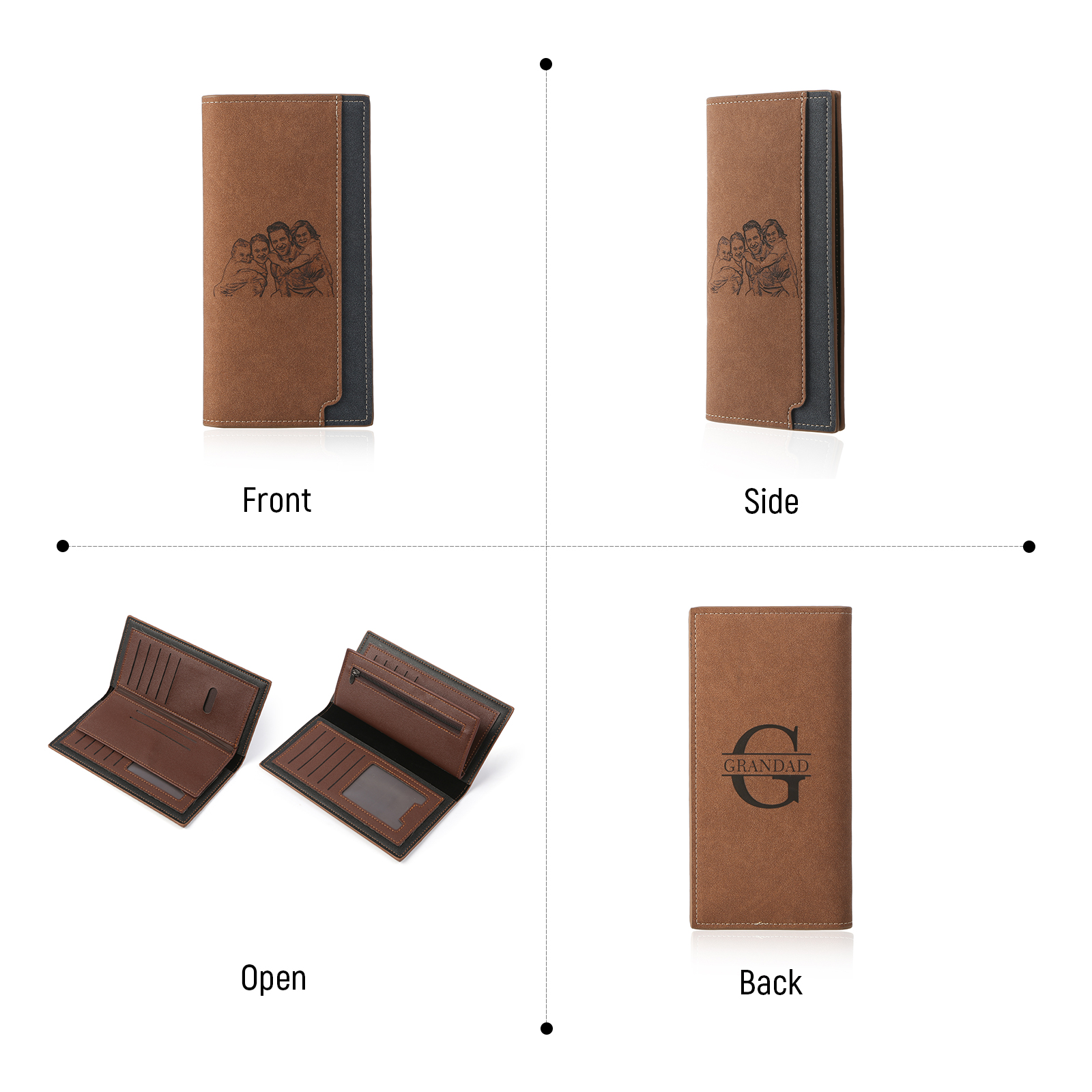 Personalized Men's Long Wallet – Custom Photo and Name Engraving with RFID Protection | Lorajewel