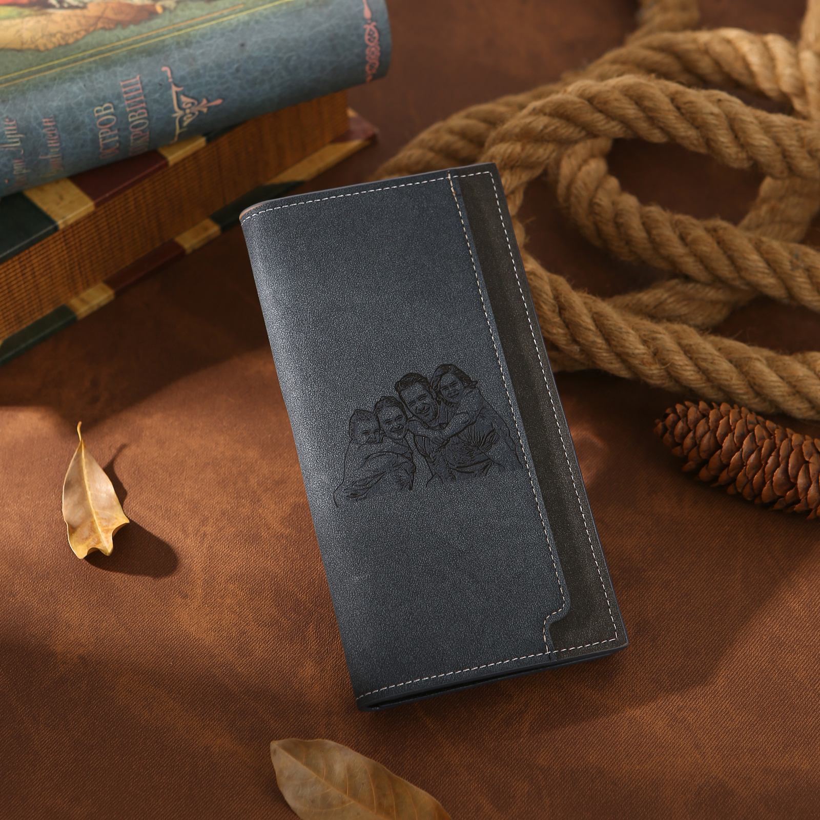 Personalized Men's Long Wallet – Custom Photo and Name Engraving with RFID Protection | Lorajewel