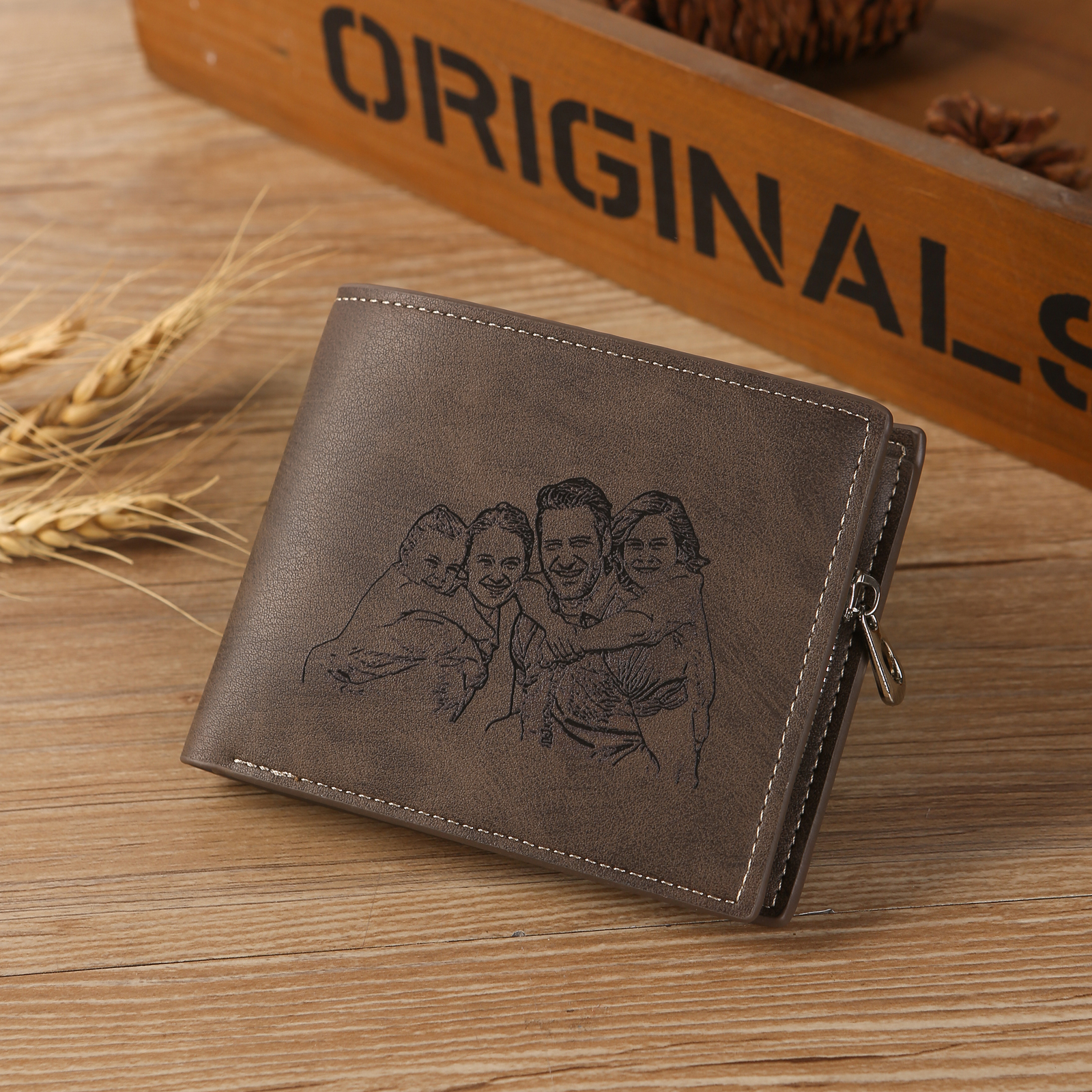 Custom Men’s Wallet – Short Bifold Style with Photo & Name Personalisation + RFID Blocking | Lorajewel