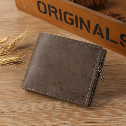Custom Men’s Wallet – Short Bifold Style with Photo & Name Personalisation + RFID Blocking | Lorajewel