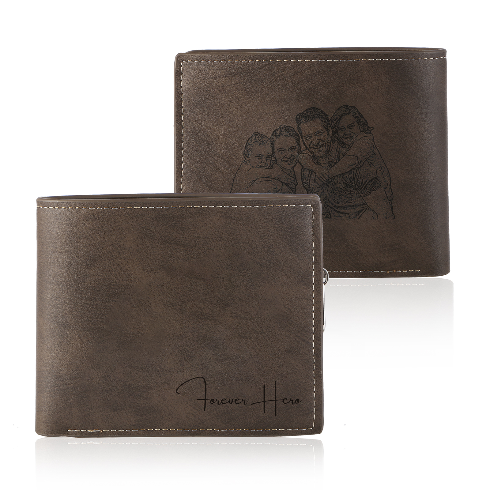 Custom Men’s Wallet – Short Bifold Style with Photo & Name Personalisation + RFID Blocking | Lorajewel