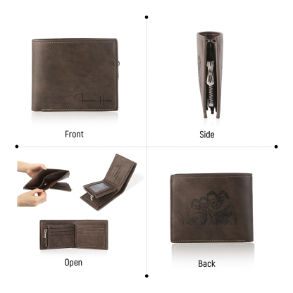 Custom Men’s Wallet – Short Bifold Style with Photo & Name Personalisation + RFID Blocking | Lorajewel