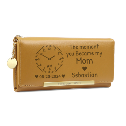 Personalized Women's Wallet with Custom Photo  – PU Leather Ladies Purse in Blue & Pink & Yellow Mother's Day Gift for Mom/Nan | Lorajewel