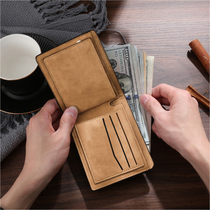 Custom Engraved Men’s Leather Wallet – Personalized with 1 Photo, Name, Initial, and Date | Lorajewel