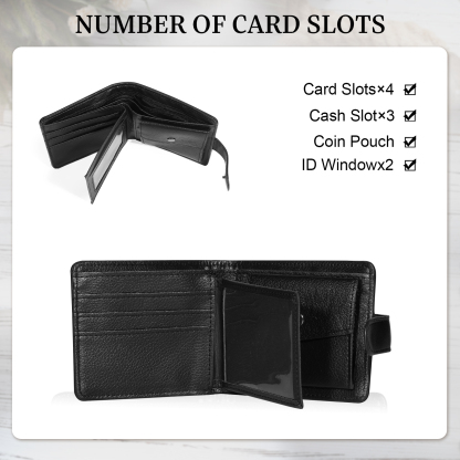 Personalized Wallet for Men with Name & Photo – Premium PU Leather Wallet with Coin Pouch – Ideal Father’s Day Gift | Lorajewel