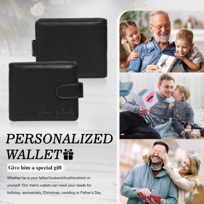 Personalized Wallet for Men with Name – Premium PU Leather Wallet with Coin Pouch – Ideal Father’s Day Gift | Lorajewel