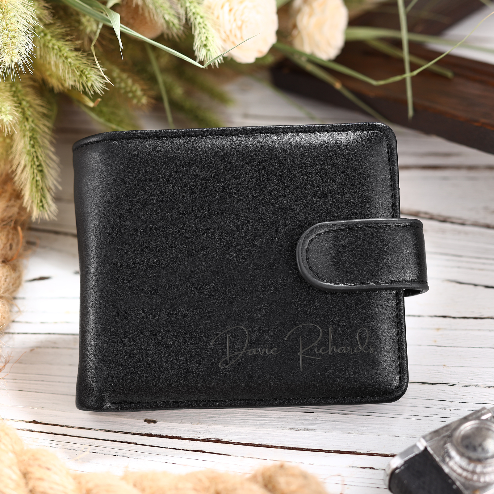 Personalized Wallet for Men with Name & Photo – Premium PU Leather Wallet with Coin Pouch – Ideal Father’s Day Gift | Lorajewel