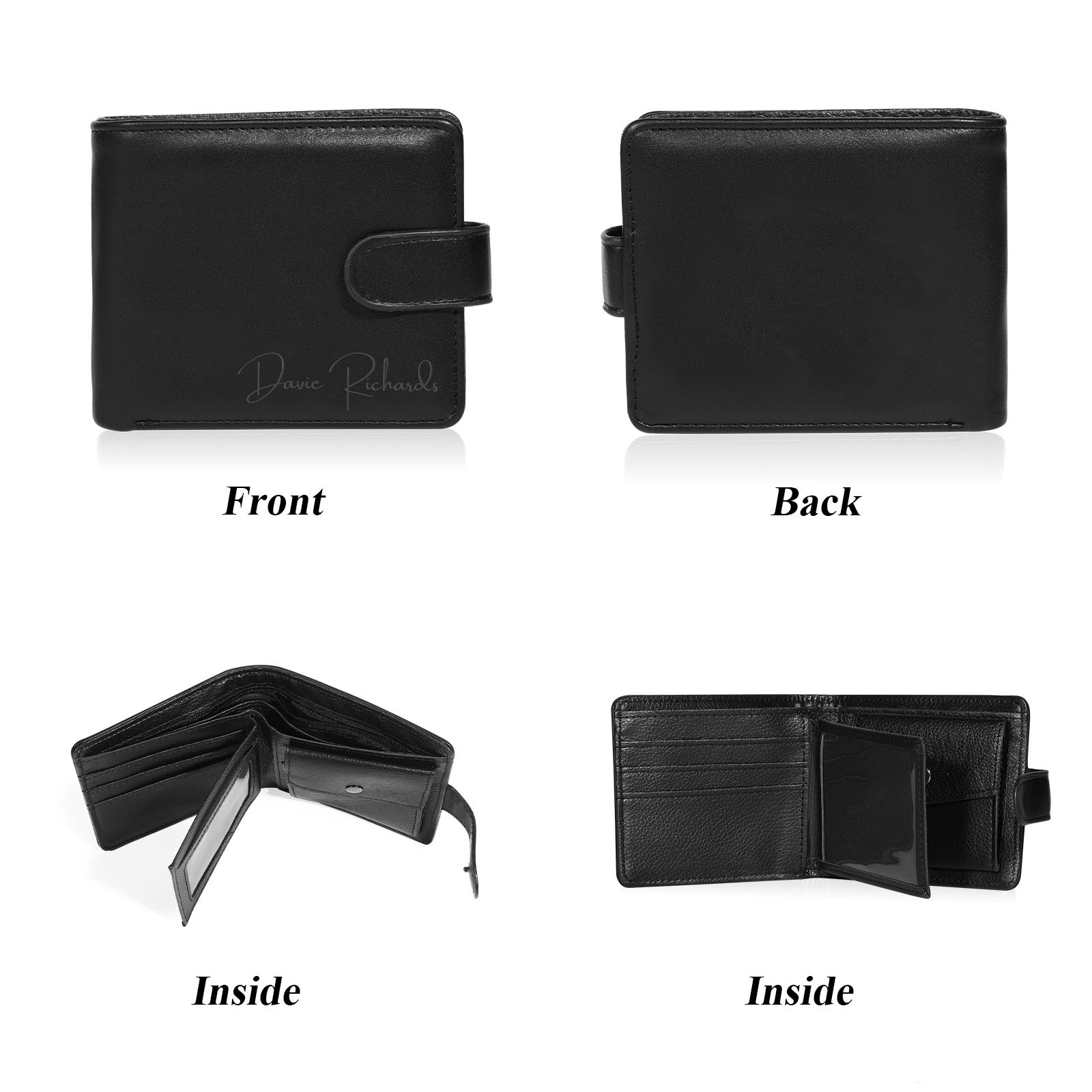 Personalized Wallet for Men with Name – Premium PU Leather Wallet with Coin Pouch – Ideal Father’s Day Gift | Lorajewel