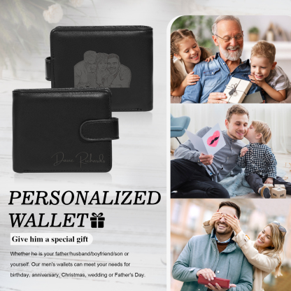 Personalized Wallet for Men with Name & Photo – Premium PU Leather Wallet with Coin Pouch – Ideal Father’s Day Gift | Lorajewel