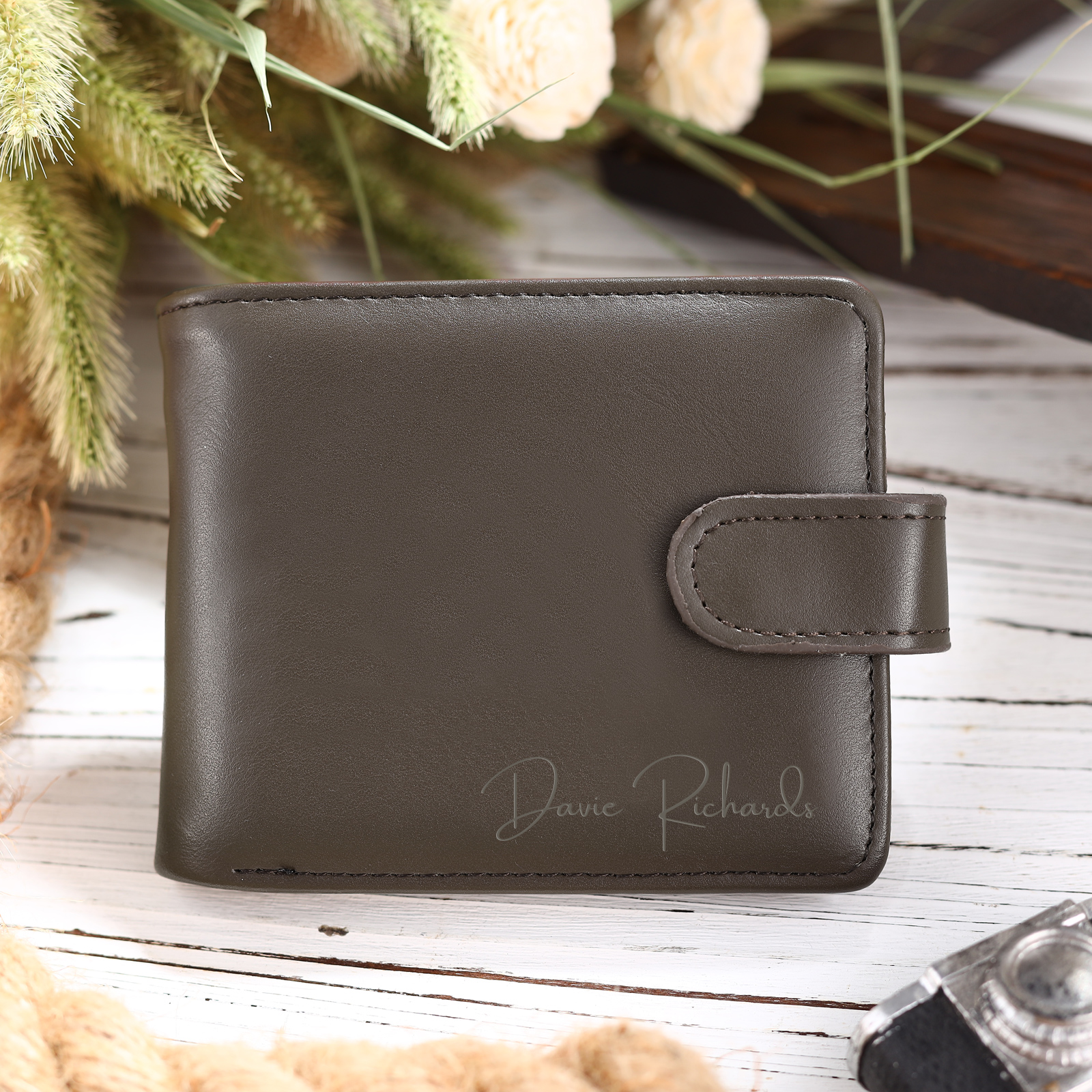 Personalized Wallet for Men with Name – Premium PU Leather Wallet with Coin Pouch – Ideal Father’s Day Gift | Lorajewel