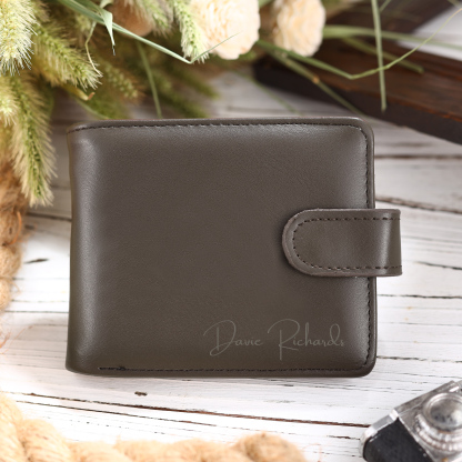 Personalized Wallet for Men with Name & Photo – Premium PU Leather Wallet with Coin Pouch – Ideal Father’s Day Gift | Lorajewel